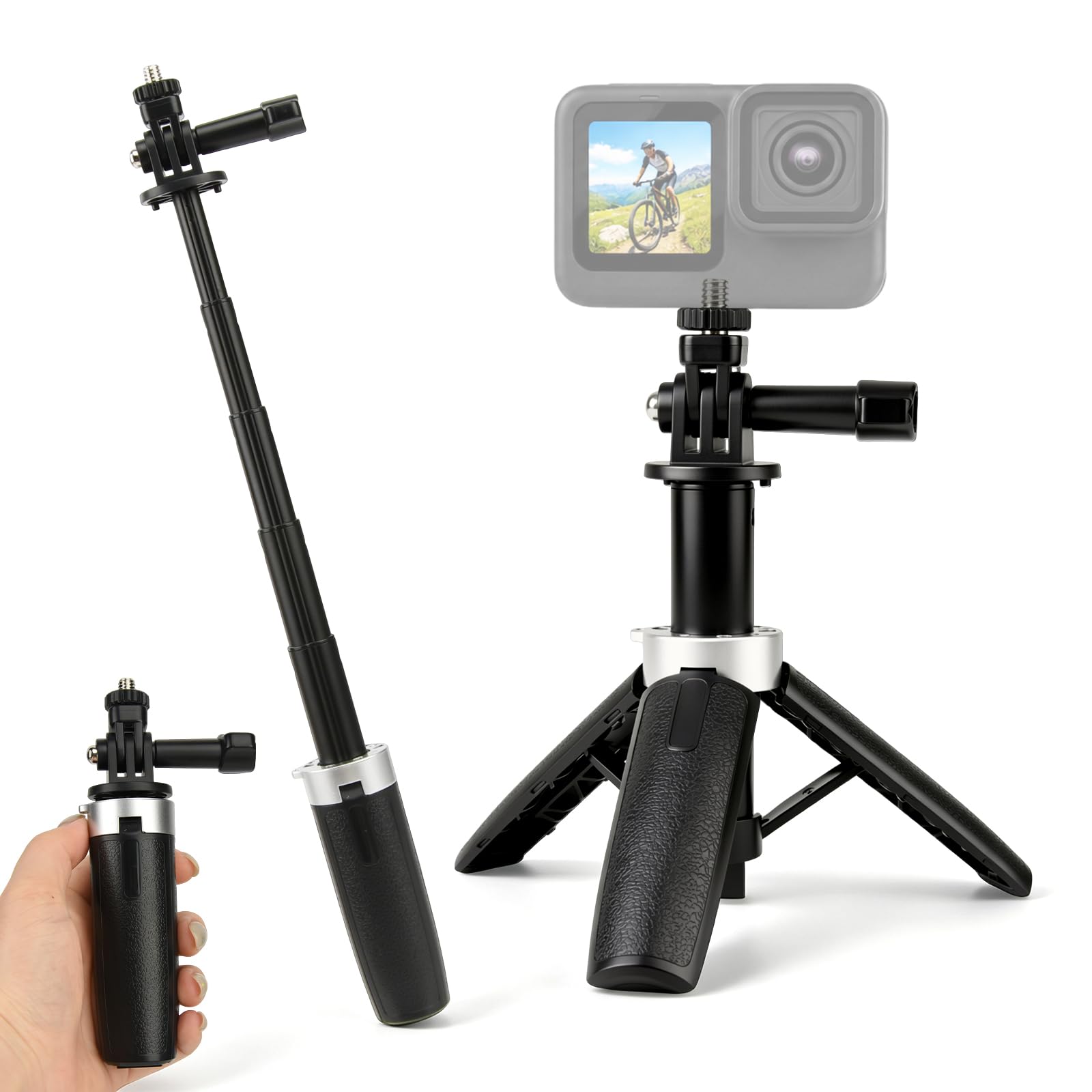 Gopro Action Camera Hero 12 Black - ขาตั้งกล้องแบบพับได้ขนาดเล็ก ปรับความสูงได้ พกพาสะดวก สำหรับกล้อง Go Pro
