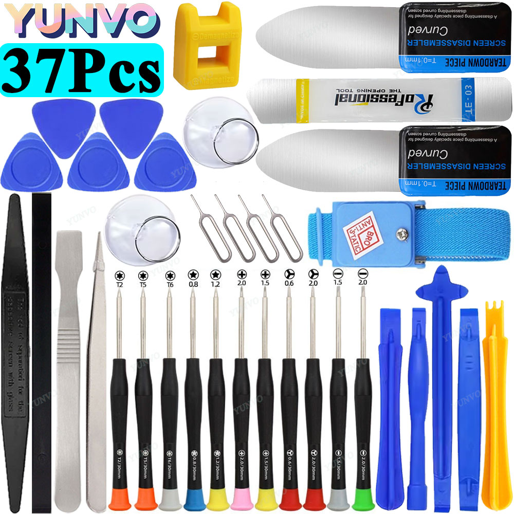 Electronics Repair Business - ชุดไขควงซ่อมโทรศัพท์มือถือ, เครื่องมือถอดประกอบแท็บเล็ตและโทรศัพท์สำหรับการเปิดหน้าจอ, การถอดแบตเตอรี่ และการทำความสะอาดฝุ่น